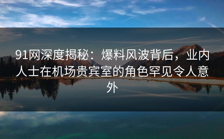 91网深度揭秘：爆料风波背后，业内人士在机场贵宾室的角色罕见令人意外