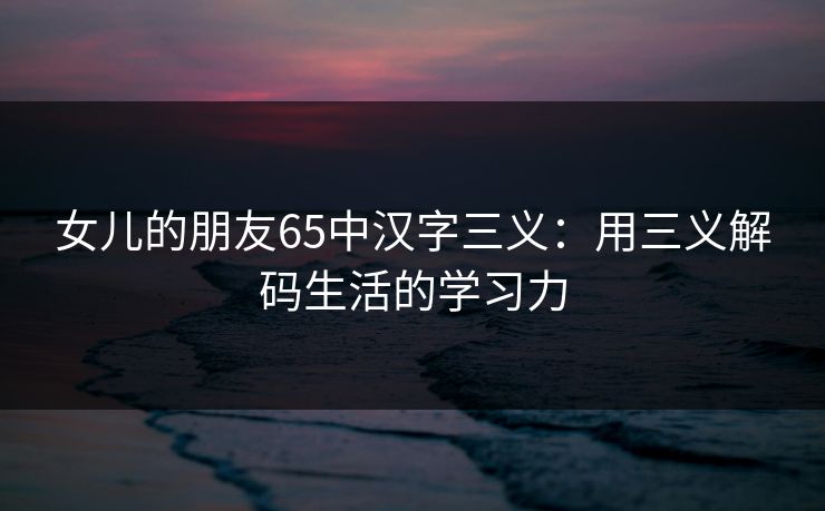 女儿的朋友65中汉字三义：用三义解码生活的学习力