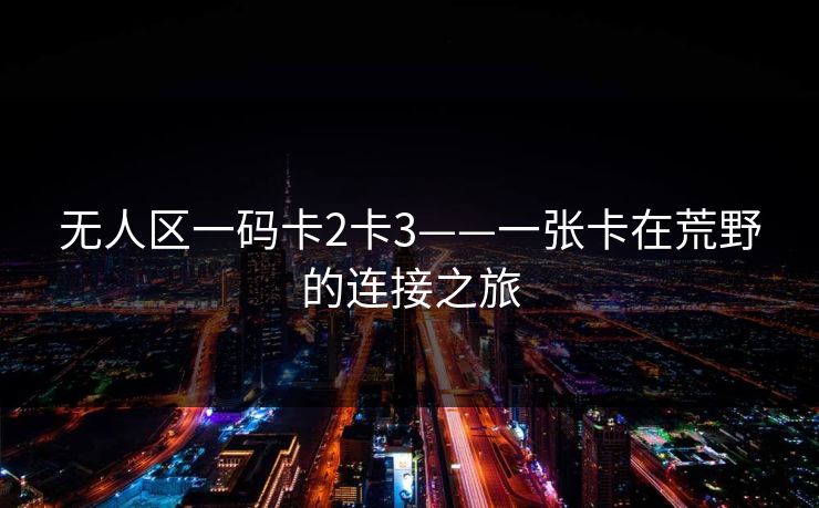 无人区一码卡2卡3——一张卡在荒野的连接之旅