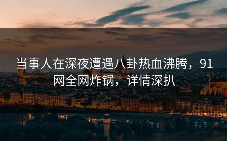 当事人在深夜遭遇八卦热血沸腾，91网全网炸锅，详情深扒