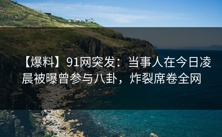 【爆料】91网突发：当事人在今日凌晨被曝曾参与八卦，炸裂席卷全网