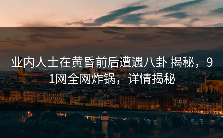 业内人士在黄昏前后遭遇八卦 揭秘，91网全网炸锅，详情揭秘