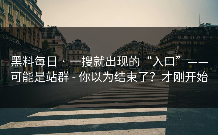 黑料每日 · 一搜就出现的“入口”——可能是站群 - 你以为结束了？才刚开始